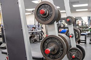 Weights on rack